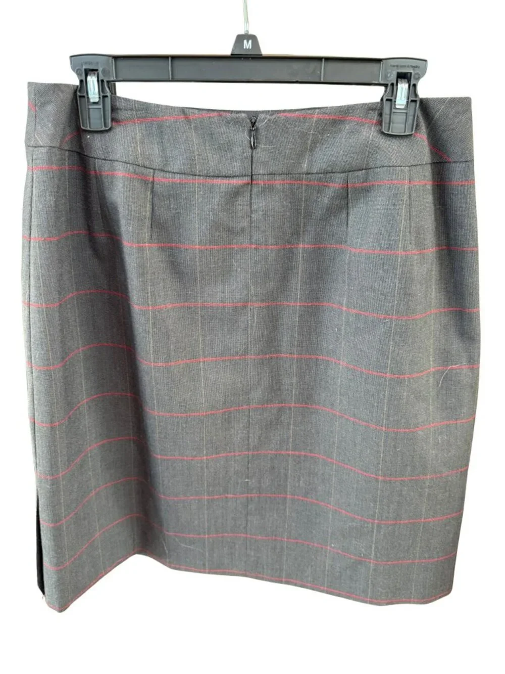 Vintage Herve Benard 100% Wool Suit Gray Red Plaid Jacket Skirt Petite 12P